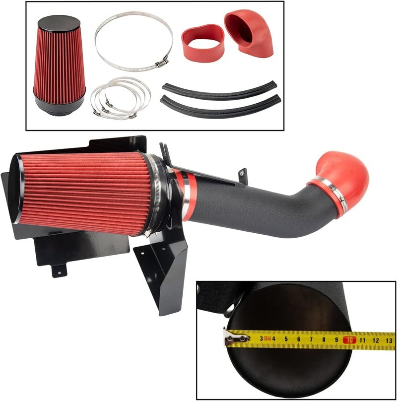 AUTOSITY 4" Cold Air Intake System Kits w/Filter Aluminum Replacement for 2002-2006 Escalade/Avalanche 1500/ Yukon, 2000-2006 Suburban 1500/2500 5.3L/6.0L, 1999-2006 Silverado/Sierra 1500 2500 (Red) - Image 2